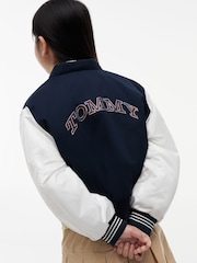 Tommy Hilfiger Blue Rhinestone Flag Relaxed Bomber Jacket - Image 5 of 6