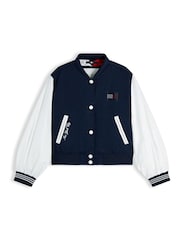 Tommy Hilfiger Blue Rhinestone Flag Relaxed Bomber Jacket - Image 6 of 6