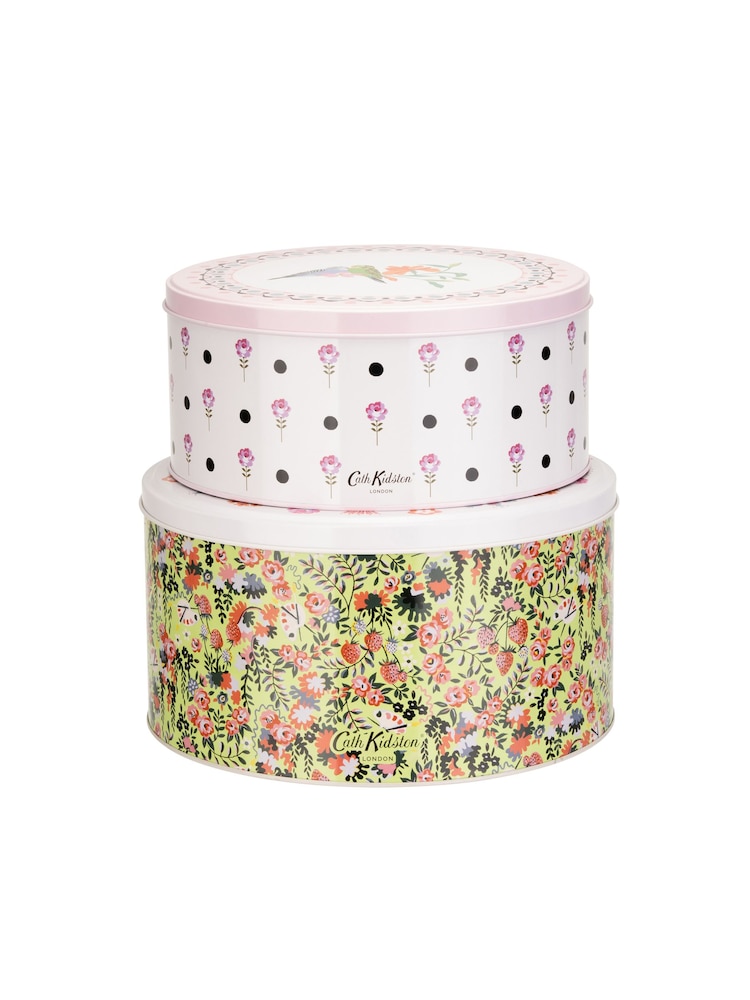 Cath Kidston Green Painted Table Cake Tin Set 2PK - Image 2 of 6