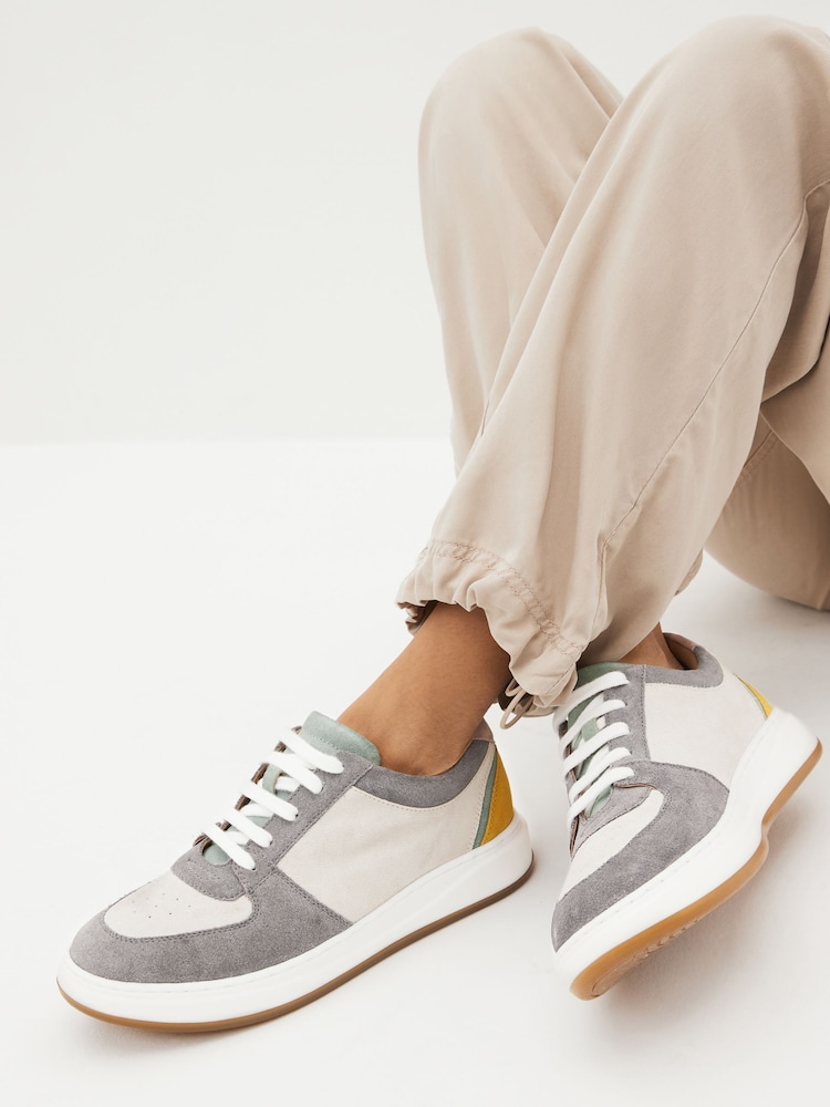 Pastel Signature Leather Retro Lace Up Trainers - Image 1 of 8