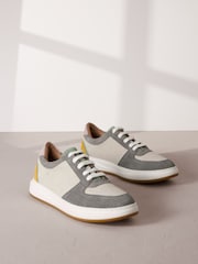 Pastel Signature Leather Retro Lace Up Trainers - Image 3 of 8