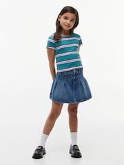 Tommy Hilfiger Green Essential Ruffle Extra Slim Ribbed Top - Image 3 of 5