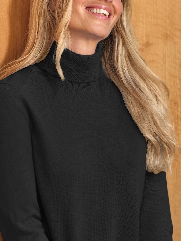 Pure Collection Black Chrome Cashmere Roll Neck Long Sleeve Jumper - Image 2 of 2 Pure Collection Black Chrome Cashmere Roll Neck Long Sleeve Jumper - Image 2 of 2