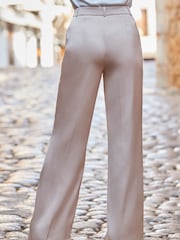 Sosandar Sepia Tan Satin Wide Leg Trousers - Image 2 of 5