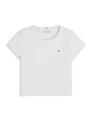 Tommy Hilfiger White Essential Ruffle Extra Slim Ribbed Top - Image 5 of 5