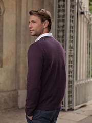 Pure Collection Purple Cashmere V-Neck Jumper - Image 2 of 3