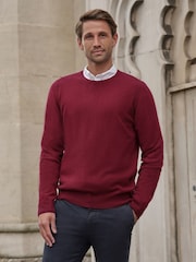 Pure Collection Red Cashmere Crew Neck Jumper - Image 1 of 3