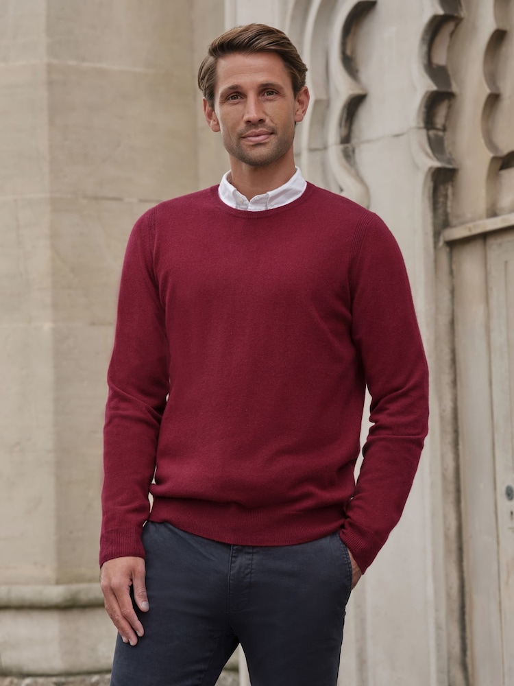 Pure Collection Red Cashmere Crew Neck Jumper - Image 1 of 3