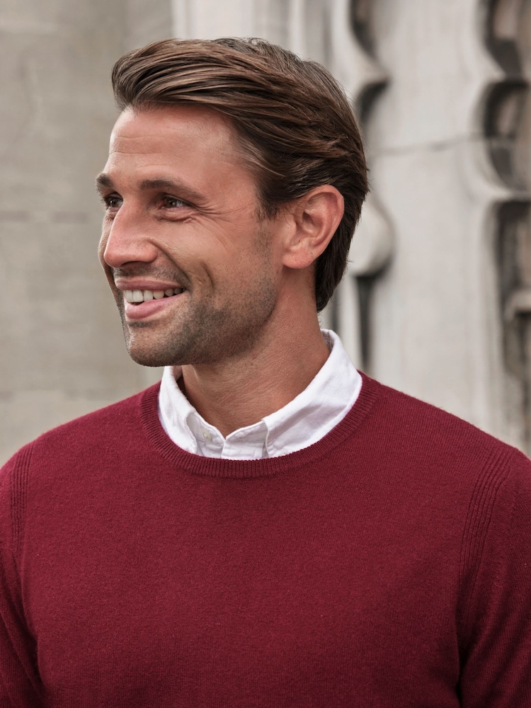 Pure Collection Red Cashmere Crew Neck Jumper - Image 3 of 3