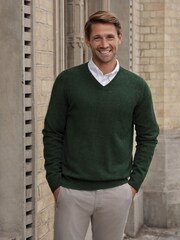 Vert - Pull col en V en cachemire Pure Collection - Image 1 de 3