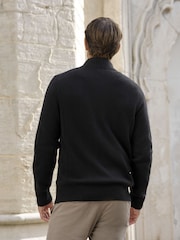 Pure Collection Black Wool Cashmere Zip Through Cardigan - Image 2 of 3