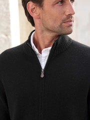 Pure Collection Black Wool Cashmere Zip Through Cardigan - Image 3 of 3