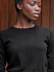 Pure Collection Black Cashmere Crop Jumper - Image 3 of 3