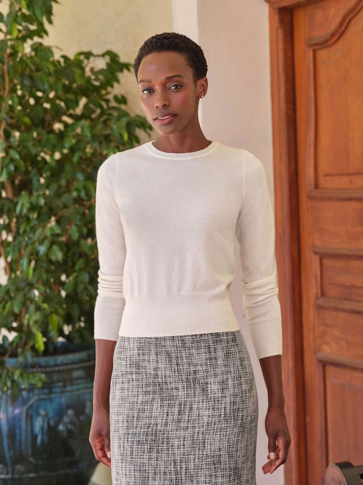 Pure Collection White Cashmere Crop Jumper - Image 1 of 3 Pure Collection White Cashmere Crop Jumper - Image 1 of 3