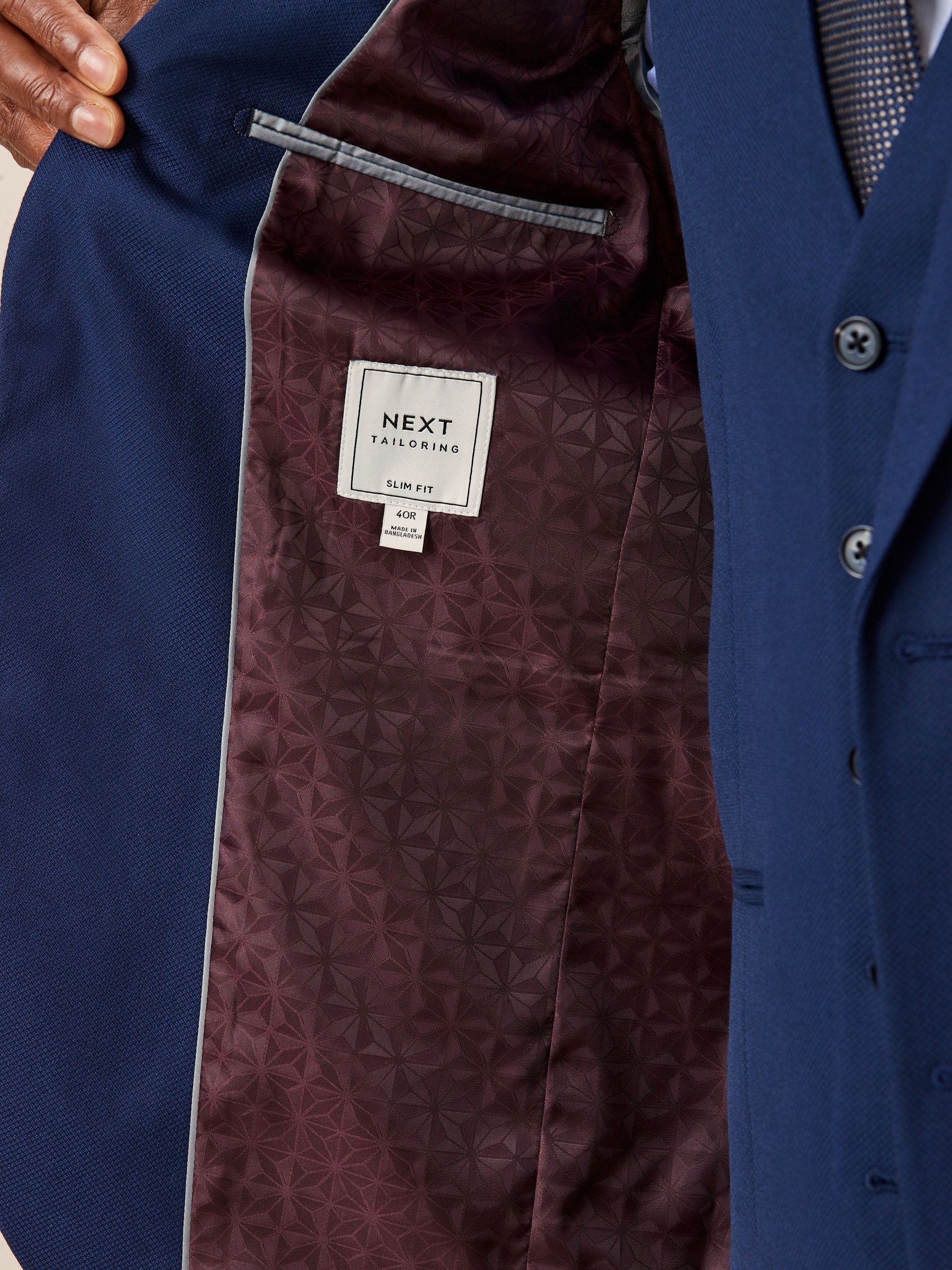 Next Performance Jacket Buy Bright Blue Slim Fit Textured Suit Jacket from the Next UK online shop