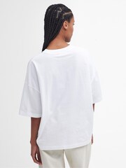 Barbour® White Oversize Fit Elisha Varsity Logo 100% Cotton T-Shirt - Image 2 of 5