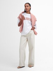 Barbour® White Oversize Fit Elisha Varsity Logo 100% Cotton T-Shirt - Image 3 of 5