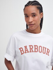 Barbour® White Oversize Fit Elisha Varsity Logo 100% Cotton T-Shirt - Image 4 of 5
