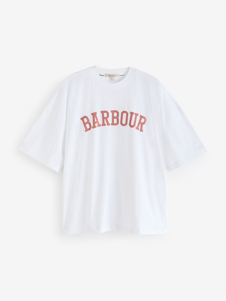 Barbour® White Oversize Fit Elisha Varsity Logo 100% Cotton T-Shirt - Image 5 of 5 Barbour® White Oversize Fit Elisha Varsity Logo 100% Cotton T-Shirt - Image 5 of 5