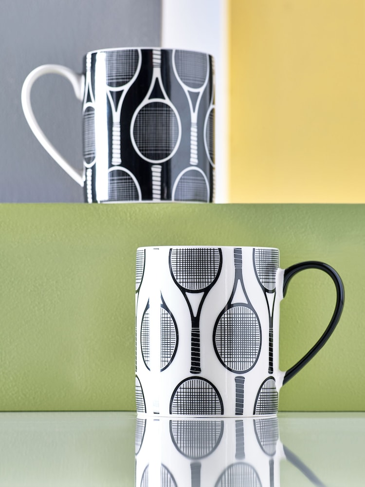 Novogratz Set of 2 Blue/Black Tennis Mugs - Image 1 of 3