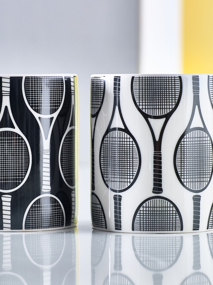 Novogratz Set of 2 Blue/Black Tennis Mugs - Image 2 of 3