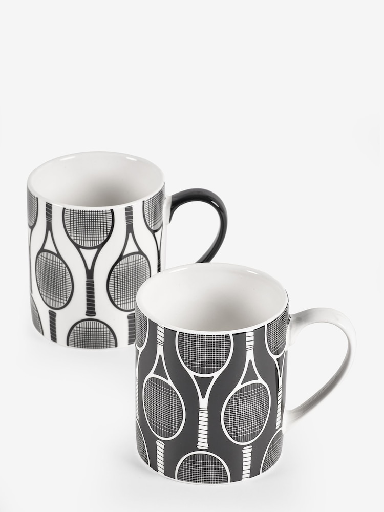 Novogratz Set of 2 Blue/Black Tennis Mugs - Image 3 of 3