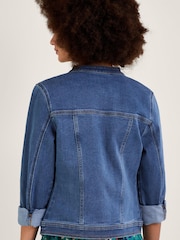 Monsoon Blue Cassey Collarless Denim Jacket with Sustainable Cotton - Image 2 of 4