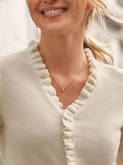 Pure Collection White Cashmere Ruffle Cardigan - Image 2 of 2