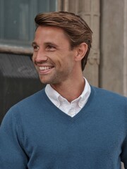 Bleu de sarcelle - Pull col en V en cachemire Pure Collection - Image 3 de 3