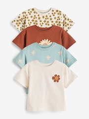 Brown Sunflower Short Sleeve T-Shirt 4 Pack (3mths-7yrs) - Image 1 of 7