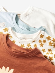 Brown Sunflower Short Sleeve T-Shirt 4 Pack (3mths-7yrs) - Image 7 of 7
