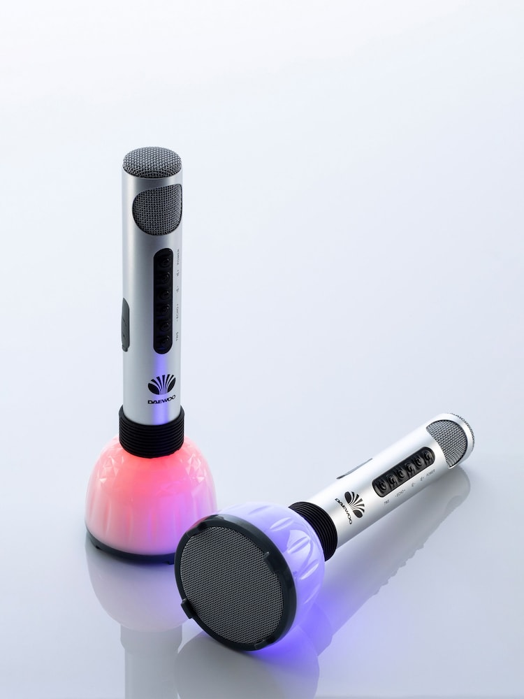 Daewoo Silver Karaoke Microphones with Led Light - Image 1 of 4