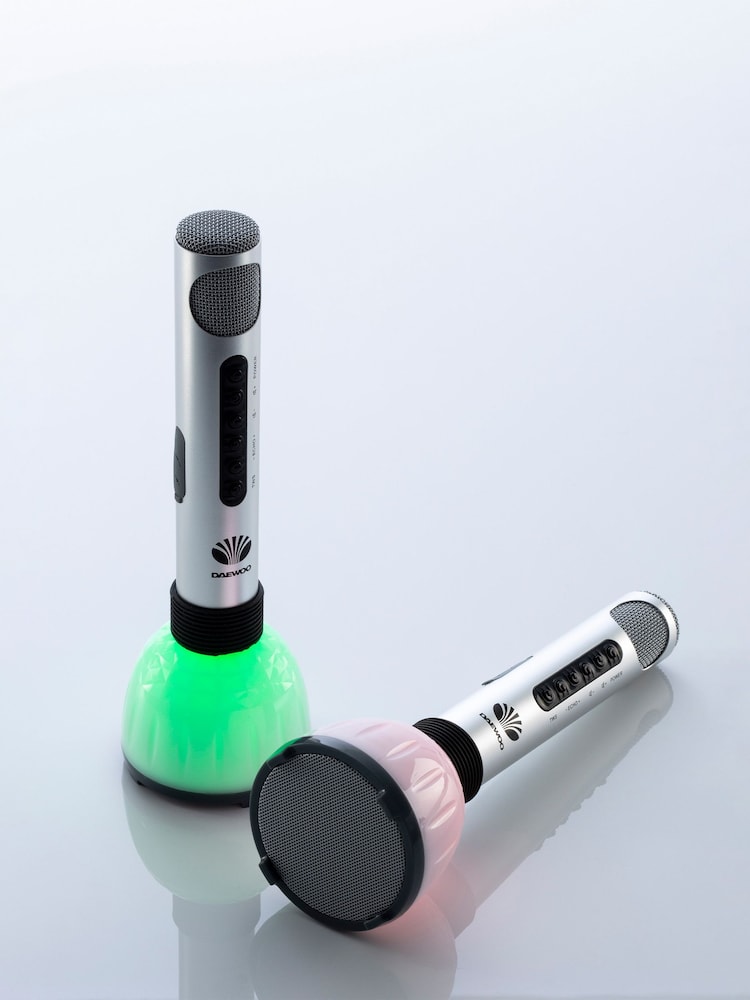 Daewoo Silver Karaoke Microphones with Led Light - Image 2 of 4