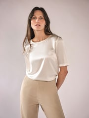 Pure Collection White Silk Front T-Shirt - Image 1 of 3