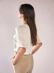 Pure Collection White Silk Front T-Shirt - Image 2 of 3