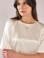 Pure Collection White Silk Front T-Shirt - Image 3 of 3