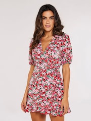 Apricot Pink Printed Floral Playsuit - Image 1 of 4