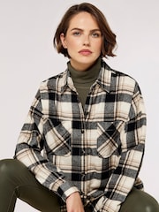 Apricot Black Brown & White Flannel Two Pocket Long Sleeve Shirt - Image 1 of 4