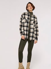 Apricot Black Brown & White Flannel Two Pocket Long Sleeve Shirt - Image 3 of 4