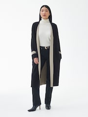 Barbour® Black 100% Cotton Coretta Knitted Maxi Cardigan - Image 1 of 9