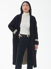 Barbour® Black 100% Cotton Coretta Knitted Maxi Cardigan - Image 2 of 9