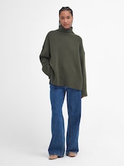 Barbour® Green Serena Knitted 100% Cotton Wool Mix Jumper - Image 3 of 6