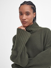 Barbour® Green Serena Knitted 100% Cotton Wool Mix Jumper - Image 4 of 6