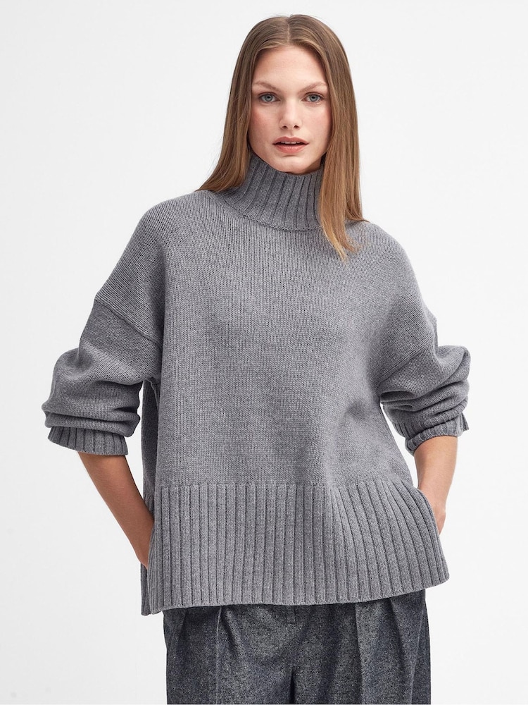 Barbour® Grey Serena Knitted 100% Cotton Wool Mix Jumper - Image 1 of 8 Barbour® Grey Serena Knitted 100% Cotton Wool Mix Jumper - Image 1 of 8