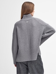 Barbour® Grey Serena Knitted 100% Cotton Wool Mix Jumper - Image 2 of 8