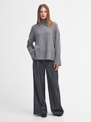 Barbour® Grey Serena Knitted 100% Cotton Wool Mix Jumper - Image 3 of 8