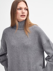 Barbour® Grey Serena Knitted 100% Cotton Wool Mix Jumper - Image 4 of 8