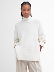 Barbour® White Serena Knitted 100% Cotton Wool Mix Jumper - Image 1 of 7