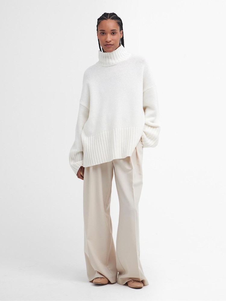 Barbour® White Serena Knitted 100% Cotton Wool Mix Jumper - Image 2 of 7