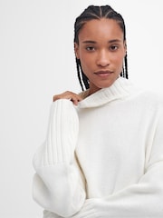 Barbour® White Serena Knitted 100% Cotton Wool Mix Jumper - Image 4 of 7